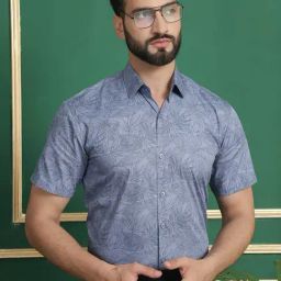 Indian Needle Grey Cotton Regular Fit Printed Shirt-picture-6