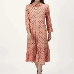 Honey by Pantaloons Peach Polka Dots A-Line Dress-picture-17