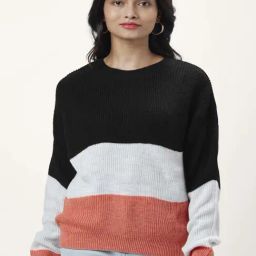 Honey by Pantaloons Black Color-Block Sweater-image-25