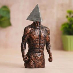 eCraftIndia Silver & Brown Polyresin Men Statue Triangle Sign On Face Human Figurine Showpiece-image-7