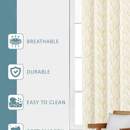 RUBOXA Cream-Coloured 2 Piece Printed Window Curtain image 2