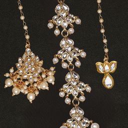 Anouk Set Of 3 Kundan Studded Maang Tikkas-image-85