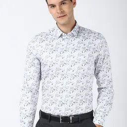 Peter England Men Spread Collar Floral Printed Cotton Slim Fit Formal Shirt-image-67