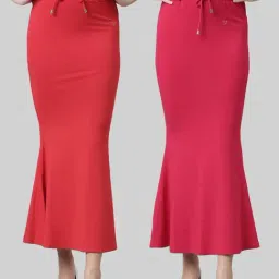 TWIN BIRDS Red & Pink Plain Saree Shapewear - Pack Of 2-picture-9