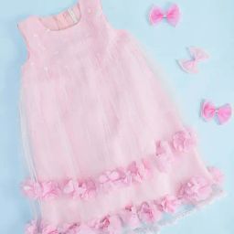 Pantaloons Junior Kids Pink Cotton Embellished Dress-image-72
