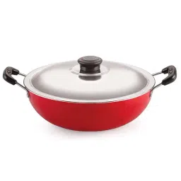 Nirlon Red Aluminium 24 cm Gas Non-Stick Deep Fry Kadhai With Lid (3 L)-28