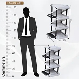 Myntra Elegant Homes Grey 4-Layer Foldable Shoe Rack image 3