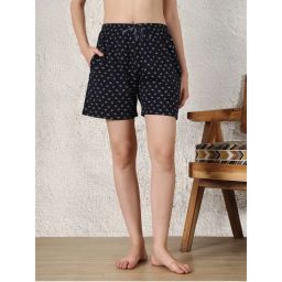Secret Wish Navy Blue Printed Hosiery Shorts-picture-1