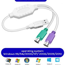 VOOCME PS2 PS/2 to USB Adaptor Converter Cable Lead Wire Keyboard & Mouse/Mice image 3