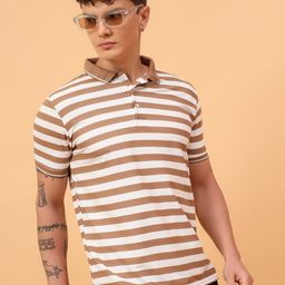 MEGHZ Men Striped Polo Collar Slim Fit T-shirt-image-86