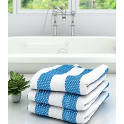 Athom Living 100% Premium Cotton Bath Towel Star Stripes Print Pack of 3- Blue-image-50