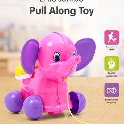 Little Elephant  Pull Along Toy - Pink & Purple-10