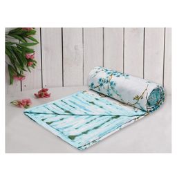 Trance Home Linen Pure Cotton Reversible Dohar Single Bed Size AC Blanket - Akira Turquoise-7