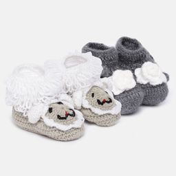 MayRa Knits Pack of 2 Hand Knitted Sheep & Cloud Design Booties - Grey-image-51
