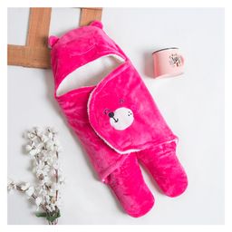 Babyzone Bear Embroidered Solid Color Soft Wearable Blanket - Pink-image-57