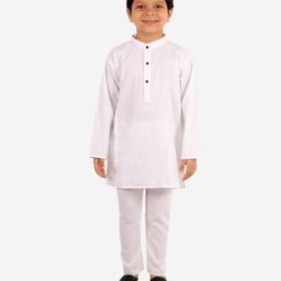 Superminis Full Sleeves Solid Kurta With Pyjama Set - White-image-39
