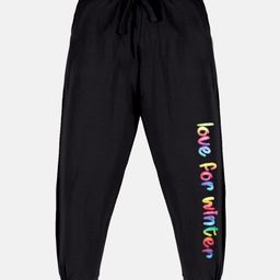 Kiddopanti Love For Winter Text Printed Track Pant -Black-image-23
