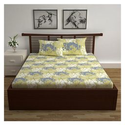 Divine Casa Prism Single Bed 100% Cotton 144 TC Single Bedsheet and Pillow Cover - Olive Green-picture-25