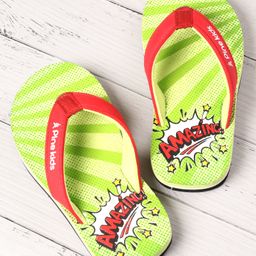 Pine Kids Flip Flops Text Print - Green & Red-image-96