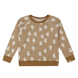 Turtledove London Organic Cotton Knit Full Sleeves Sweatshirt Bear Print - Brown-picture-5
