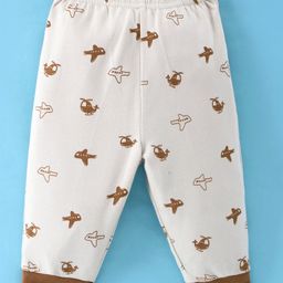 Pink Rabbit Interlock Knit Full Length  Lounge Pant with Helicopter Print - Light Brown-image-62