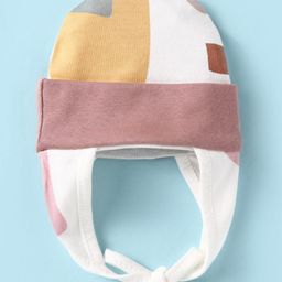 OHMS Interlock Knit Tie Knot Cap with Geometric Print White - Diameter 10.5 cm-image-8