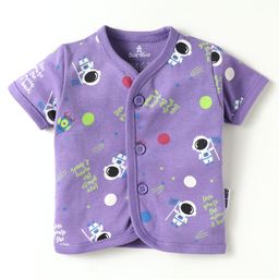 Child World Interlock Knit Half Sleeves Front Open Jhablas With Space Theme Print - Purple-image-38