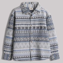 Lil Tomatoes Jacquard Full Sleeves Chevron Printed Shirt - Grey-image-1