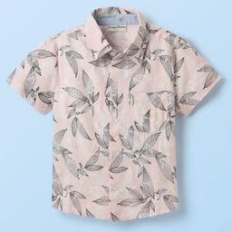 CrayonFlakes Rayon Woven Half Sleeves Tropical Theme Printed Shirt - Pink-picture-15