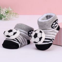 Cute Walk by Babyhug Designed Socks With Football Applique - Black-image-60