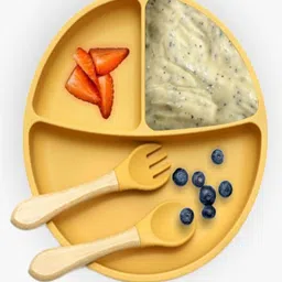 Kids Station Feeding Set 3 Piece Set (Plate, Spoon, Fork) Baby Feeding Essentials Yellow-picture-5