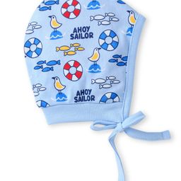 Babyhug Interlock Knit Caps With Nautical Theme Print Pack of 2 - Red & Blue image 3