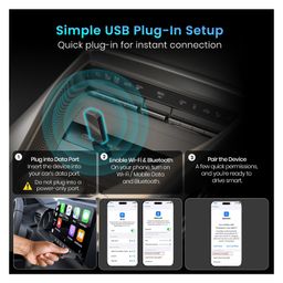 Portronics Tune, 2-in-1 Wireless Car Receiver, Converts Wired Auto Android & CarPlay to Wireless, Bluetooth Connectivity, Only for Cars with OEM Installed Wired Android Auto/CarPlay (Black) image 3