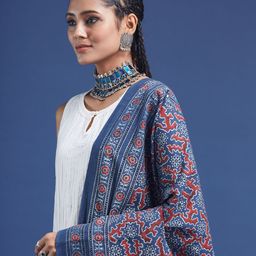 Taavi Ajrakh Block Printed Pure Cotton Dupatta image 5