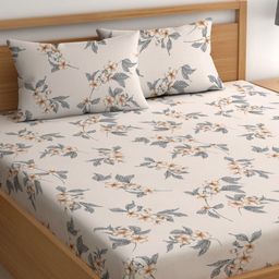CHHAVI INDIA Pink & Grey Floral Printed Microfiber 210 TC Queen Bedsheet Set 2.5 x 2.25 m-image-80