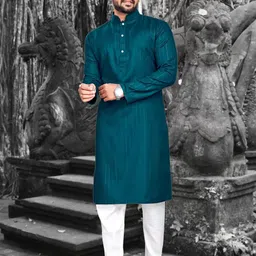 shreeram Men Solid Straight Kurta (Dark Blue)-image-6