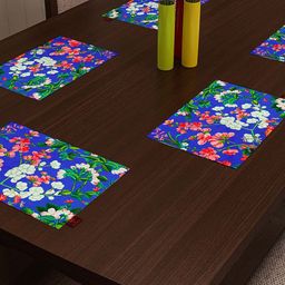 SEJ by Nisha Gupta Blue Set of 2 Floral Print Table Mats-7