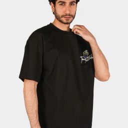 Botabochi Black Cotton Regular fit Print T-Shirt-image-26