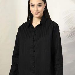 Melon By plusS Black Cotton Plain Shirt-picture-20