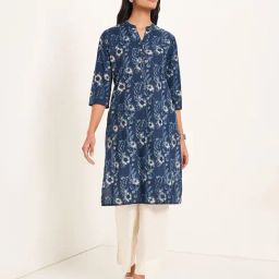 Rangmanch By Pantaloons Blue Regular Fit Printed Kurta-picture-45