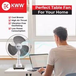 KWW Oretta High Speed Table Fan 400 mm with Automatic Oscillation and Silent Operation White-Grey image 4