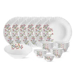 Larah by Borosil Silk Series Red Bud 19 Piece Opalware Dinner Set-0