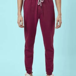 People by Pantaloons Beetroot Red Slim Fit Joggers-image-21