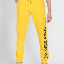 U.S. Polo Assn. Denim Co. Mustard Cotton Regular Fit Printed Trackpants-image-49
