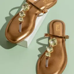 Inc.5 Women's Antique Gold T-Strap Sandals-picture-14