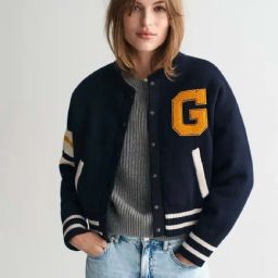Gant Blue Logo Patch Work Cardigan-15