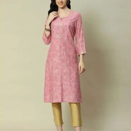 Rangriti Pink Regular Fit Printed Kurta-picture-9