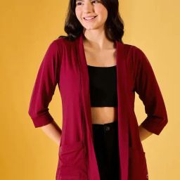 FEMEA Maroon Regular Fit Shrug-21