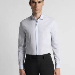 Peter England Blue Cotton Slim Fit Printed Shirt-picture-17