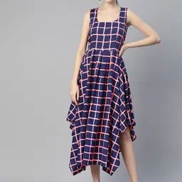 MBE Checked Crepe A-Line Midi Dress-image-46
